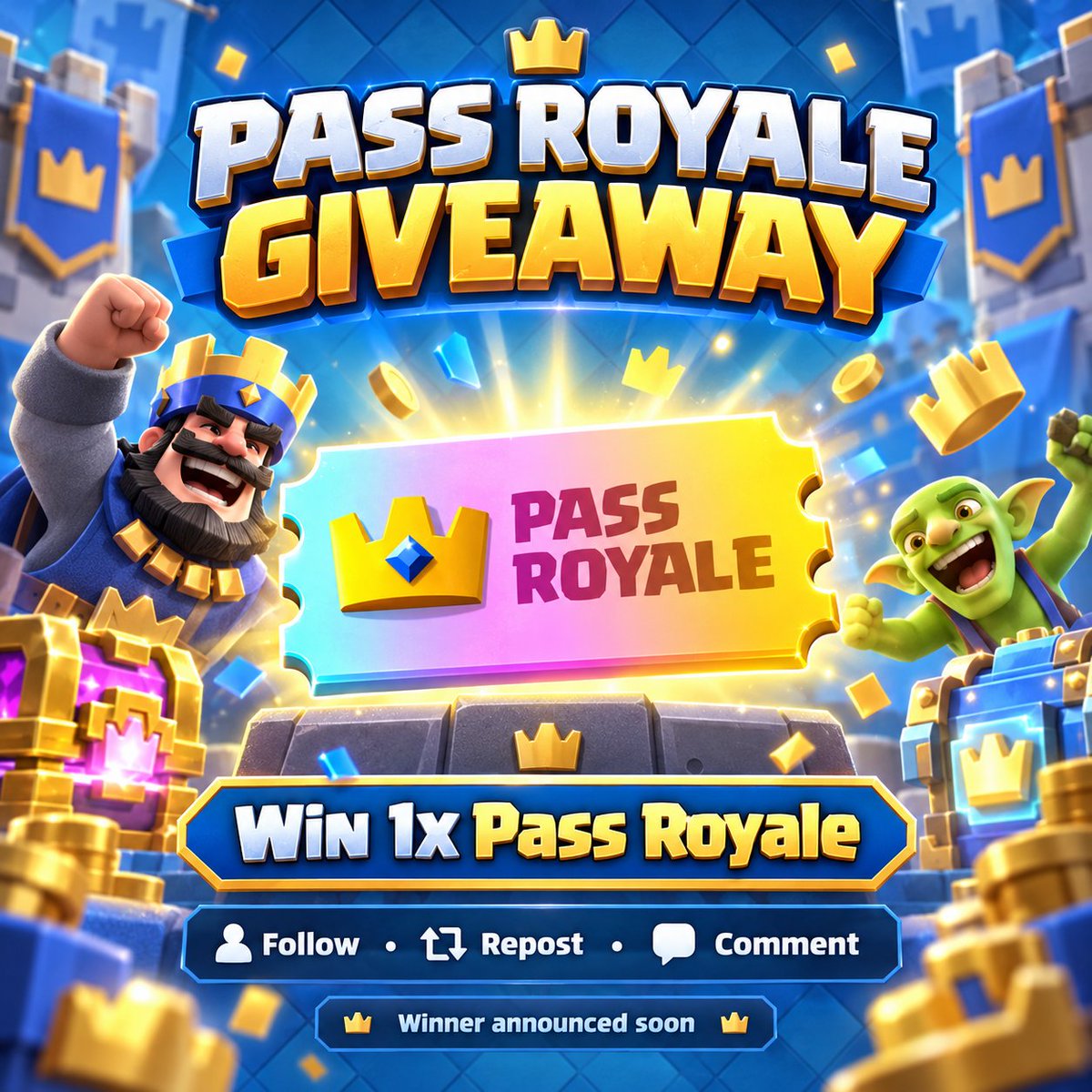 feardustcr's tweet photo. 🎟️ PASS ROYALE GIVEAWAY!
Win 1x Pass Royale 👑
✅ Follow @feardustcr
🔁 Repost this post
💬 Comment “DONE”
🏆 Winner will be announced on September 20.
Good luck! 🍀 https://t.co/plU71dlO6d