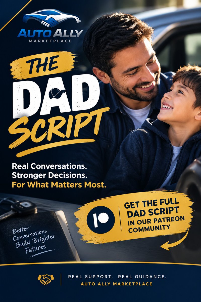 BusterNaran8mo's tweet photo. The Dad Script: practical questions and responses for dealership talks. Ask about fees, financing, GAP insurance, add-ons, trade-ins, inspections, and the out-the-door price to avoid costly surprises. https://t.co/95wDt7ODYi