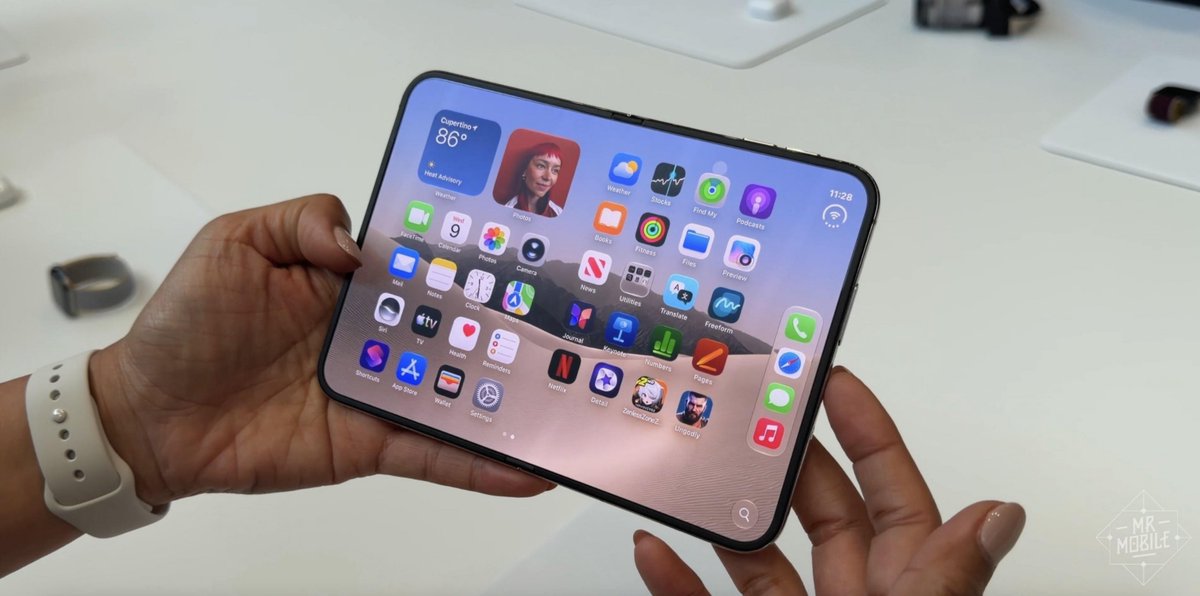 World__Signal's tweet photo. Apple has officially launched its first foldable iPhone, the "iPhone Duo," featuring a book-style design with a 5.4-inch outer display when closed and a 7.6-inch inner display when unfolded.

Key highlights:

🔹 The thinnest iPhone ever made, with a titanium frame and Ceramic Shield protection on both front and back
🔹 Powered by the new A20 Pro chip — reportedly 20% faster than its predecessor
🔹 Touch ID replaces Face ID, and there's no telephoto lens
🔹 Available in just two colors: Star White and Night Sky
🔹 Starting price: $1,999 for 256GB, with options up to 2TB
🔹 Preorders begin October 16, with availability starting October 23

Market impact: According to TrendForce, the iPhone Duo could capture 24.8% of the foldable smartphone market in 2026, even as the broader foldable segment faces a 20% slump.

#iPhoneDuo #Apple #TechNews