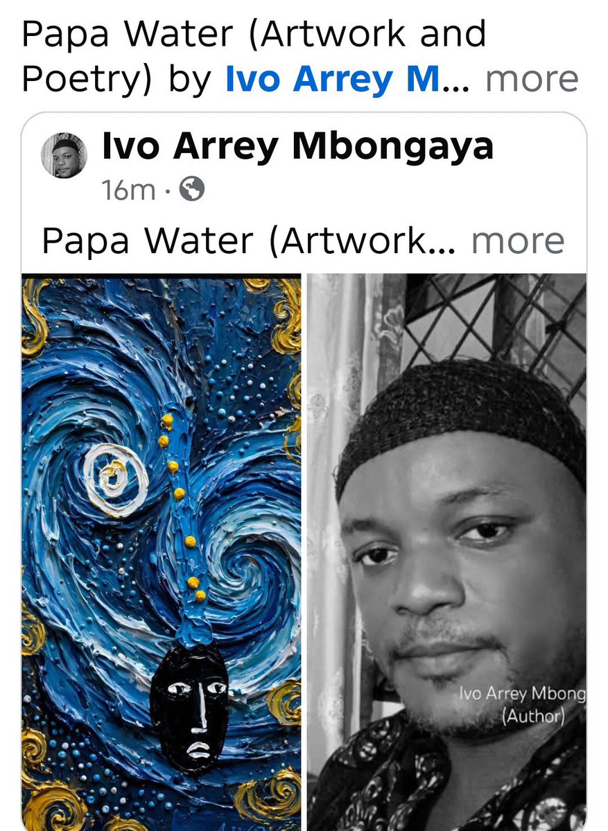 AccdPage's tweet photo. Papa Water: #Artwork and #Poetry by @ivoarrey at the @AccdPage. Contact for #collaboration, commission, #exhibition and to #buy and #order myriad other #works by this #multidisciplinary #artist and #creator. Email arreymbongayaivo@gmail.com
#fineart #visualart #designs #Tech https://t.co/hx4pSP4S21
