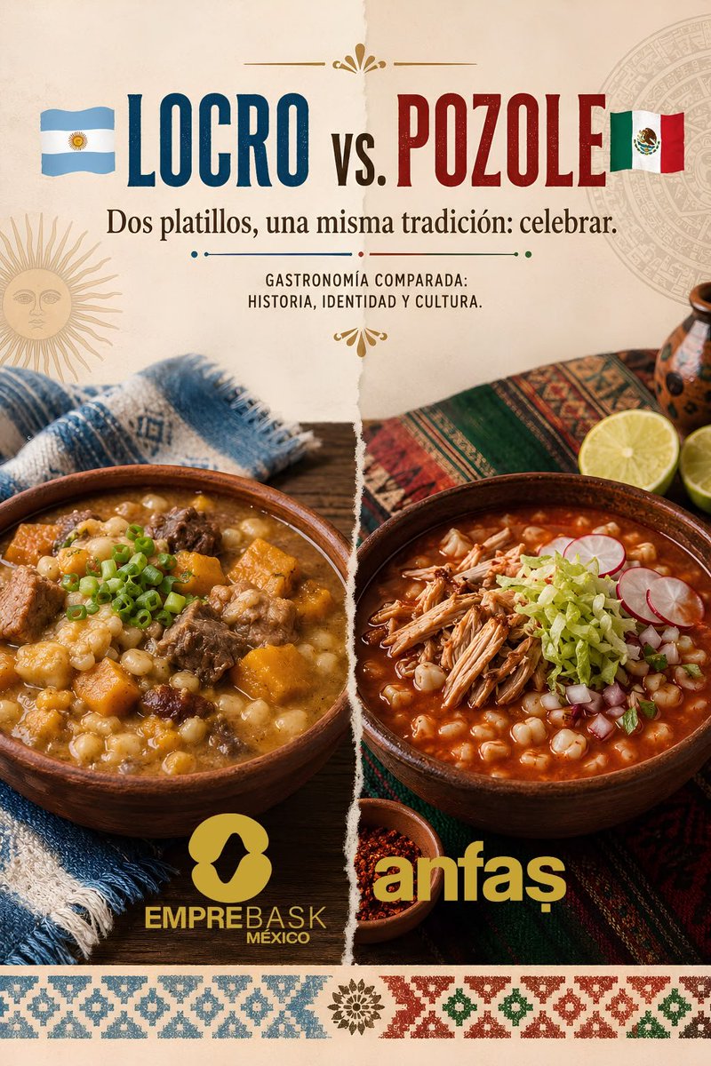 Emprebaskmexico's tweet photo. 🇲🇽🇦🇷 ¿Qué tienen en común el locro y el pozole?
Dos países, dos historias y una tradición que se comparte alrededor de la mesa. 🍲
#ANFAS2027 #ANTALYA #Foodproduct #hotelequipment #México #Argentina #Gastronomía https://t.co/0YUNkoUsve