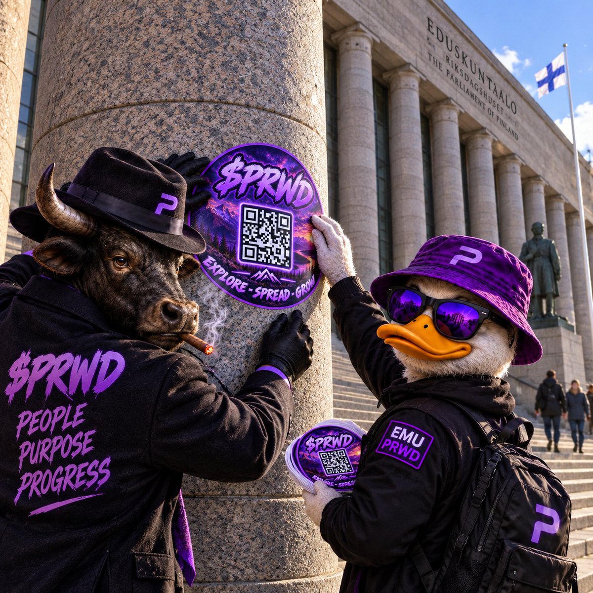 Jardaoo's tweet photo. 🟣 $PRWD — We’re taking it offline.

We’ve ordered 500 stickers with a QR code leading directly to the official website.

No huge marketing budget. No paid shills.
Just putting the project out there and seeing where it can go.

The work continues. We’re not giving up. 🟣

@EmuPRWD

#PRWD #Solana #Memecoin #Crypto #Web3 #Finland #Suomi #FinnishCrypto #AsiaCrypto #JapanCrypto #KoreaCrypto