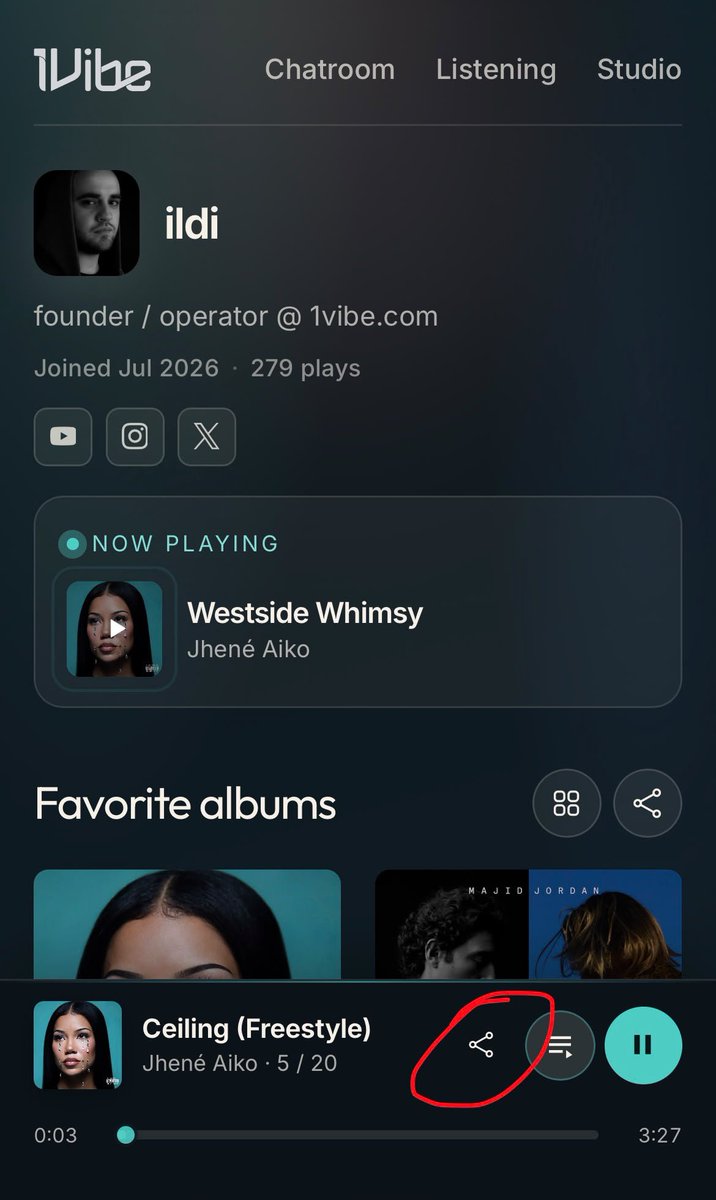 1vibe's tweet photo. New feature: Share to social

You can now generate custom listening cards directly from 1VIBE and drop them anywhere. Sign in to grab your card and show off what's currently in your rotation. https://t.co/magrPqp7jK