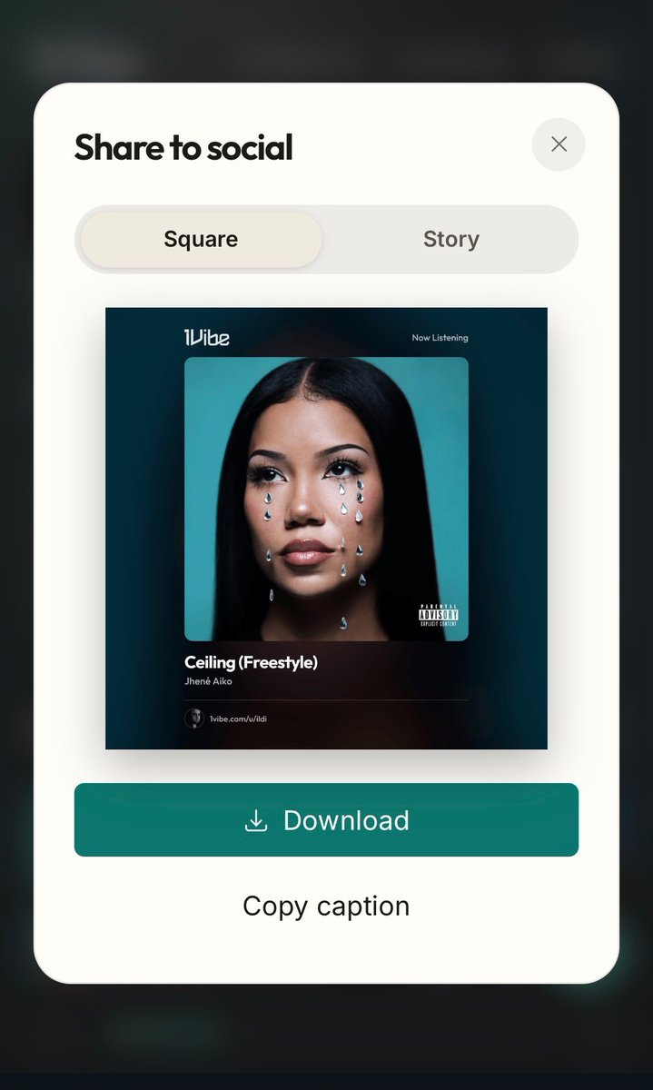 1vibe's tweet photo. Choose between a 1:1 square for your feed or a 9:16 canvas for your Stories. Each download comes fully styled with a dynamic, album-tinted background and is stamped with your profile URL. https://t.co/qqr6bo4t6O