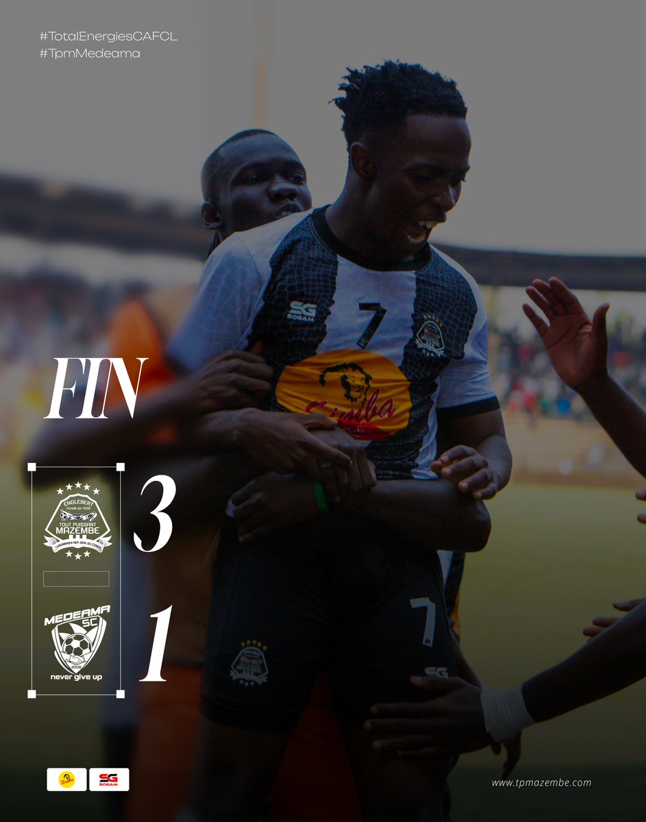 TPMazembe's tweet photo. #TotalEnergiesCAFCL #TPMMedeama
Score final entre Congolais et Ghanéens pour une place au deuxième tour 
Bravo les gars 💪🥳🖤🤍 https://t.co/WwCzeZ0hrw