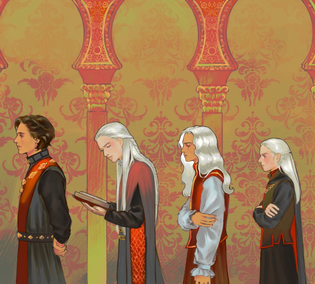 thesedarlings's tweet photo. Young Baelor, Aerys, Rhaegel, and Maekar visiting Dorne
#akotsk https://t.co/pZGoW4URyl