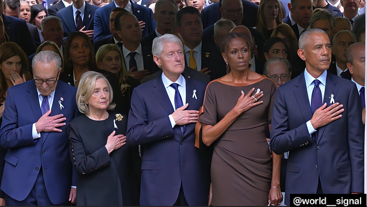 World__Signal's tweet photo. 🚨 BREAKING

25 years after the 9/11 attacks, America witnessed all living former U.S. Presidents come together for the 25th anniversary commemoration.

At Ground Zero (National September 11 Memorial, NYC), former Presidents Bill Clinton, George W. Bush, Barack Obama, and Joe Biden attended alongside their wives — former First Ladies Hillary Clinton, Laura Bush, Michelle Obama, and Jill Biden.

Former NYC Mayors Michael Bloomberg and Rudy Giuliani were also present, while Vice President JD Vance represented the current White House administration.

President Donald Trump and First Lady Melania Trump attended a separate ceremony at the Pentagon.

The historic gathering honored the nearly 3,000 lives lost in the 2001 terrorist attacks on the World Trade Center, the Pentagon, and in Shanksville, Pennsylvania.

#September11 #NeverForget #25thAnniversary