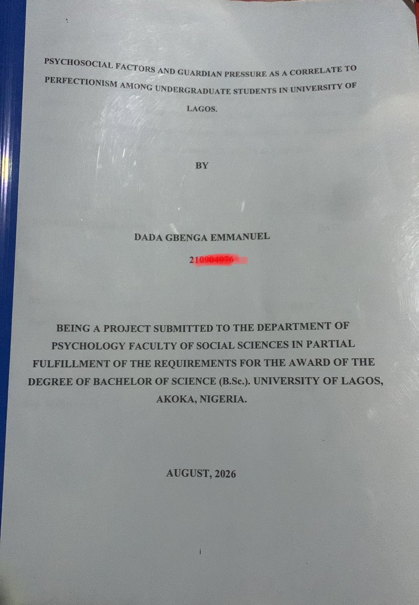 DadaGbengaemma1's tweet photo. Defended my research project  ‘Psychosocial factors and guardian pressure as a correlate to perfectionism among undergraduate students in university of Lagos.’ 

would love to research more on my DV in particular.

Working on Publishing it too. 

Pics is real &amp; a bit of AI. https://t.co/ERZzi48wDZ
