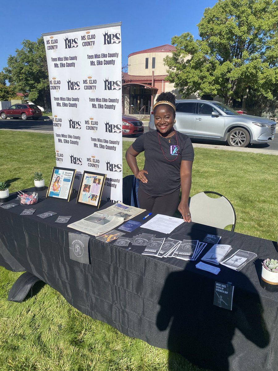 mselkocounty's tweet photo. Teen Miss Elko County Naidely Casique &amp; Ms. Elko County Alexandra Sanchez-Ruiz volunteered at the 5k Walk for Fostering Hope, Health &amp; Healing by Zero Suicide Elko County at Great Basin College. Director Ruby B. Sutton interacted with attendees at the Pageant’s info table. 💜🩵 https://t.co/bbT9MD5C7b