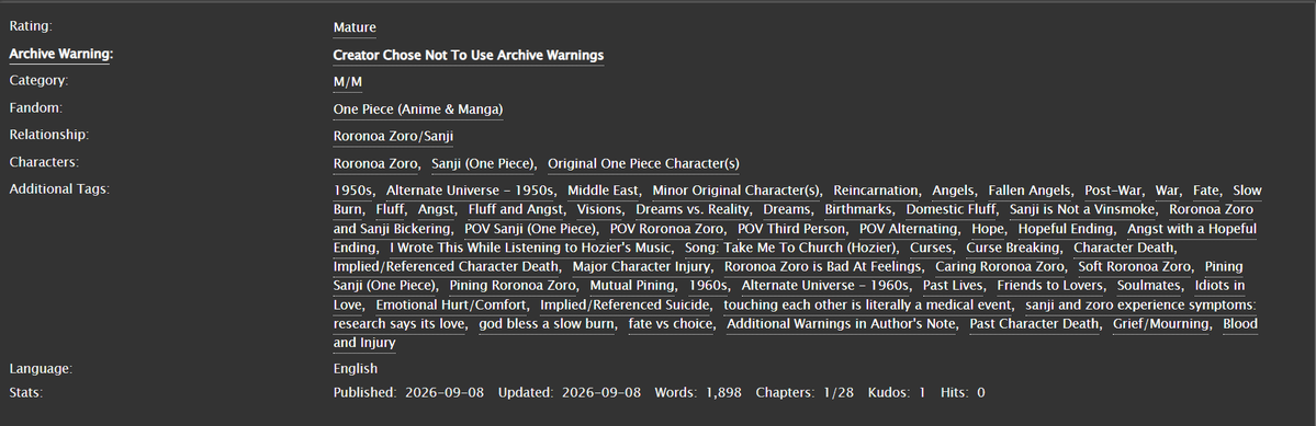 curlyxmoss's tweet photo. #zosan #sanzo 
the first chapter of 'fate, love, and other statistical anomalies' has officially been posted! 

Special thanks to @rioculuu and @Russian_Alphy for reading through the rough draft and to @sephydove and @willofperona for hanging tight as i lost my mind over this. https://t.co/mlNWfofrIK
