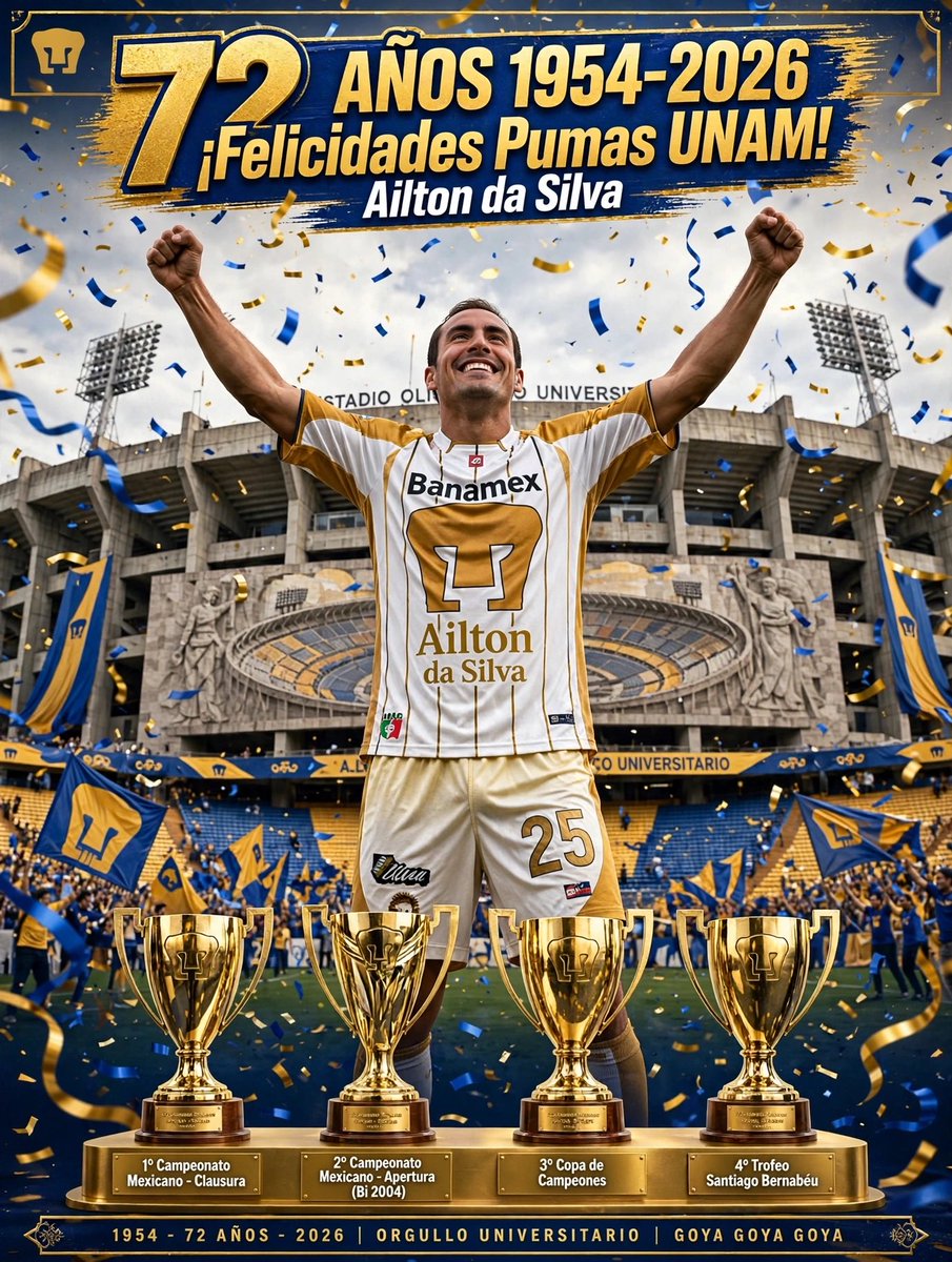 AiltondasilvaDa's tweet photo. Felicidades @PumasMX por 72 años de historia.. https://t.co/ahXDmTORSj