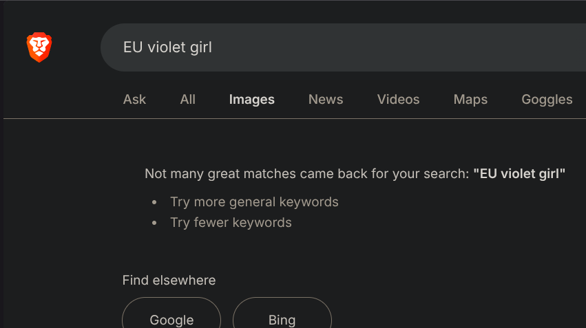 jex_leidy's tweet photo. wth. i couldn't remember her name, wasn't there an ad campaign recently that had a girl named violet? the community took her and turned her against the narrative? 
Whats up with brave search????
@brave @freespeech https://t.co/VJsGHPBshK