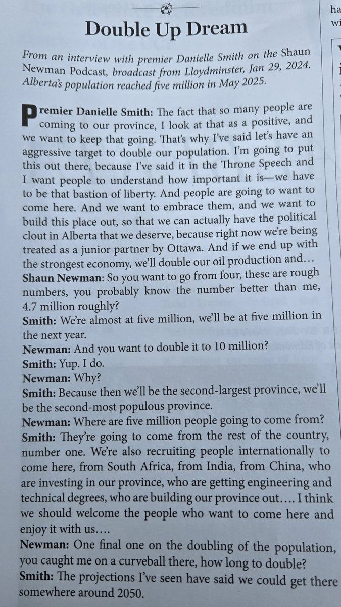 DrJaredWesley's tweet photo. Alberta government in 2️⃣0️⃣2️⃣5️⃣: we want to double our population with folks from Africa, India, and China (below, from @albertaviews ).

Alberta government in 2️⃣0️⃣2️⃣6️⃣: these immigrants are to blame for our all of our failures and they should go home.

Vote No to the Nine. https://t.co/ur7IkPpBmT