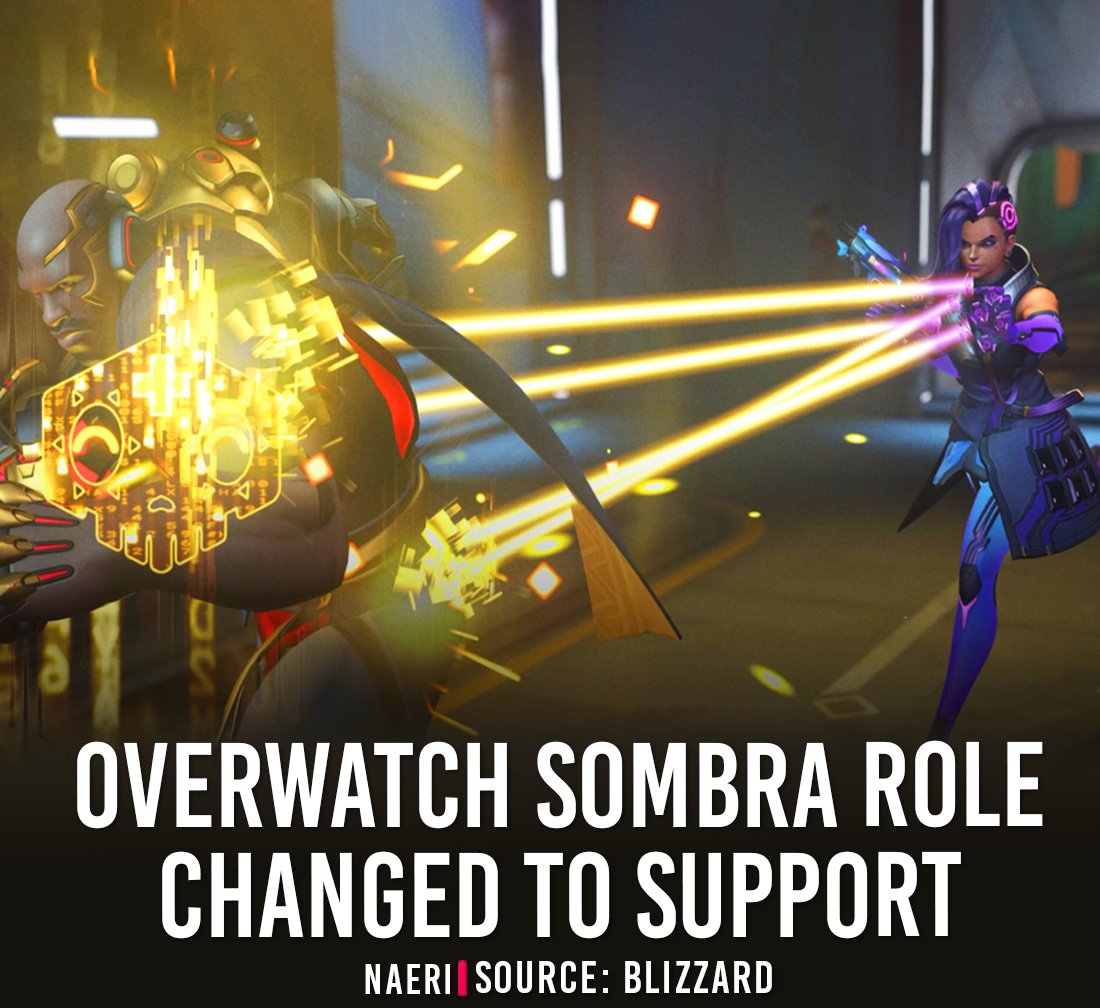 OverwatchNaeri's tweet photo. New #Overwatch Sombra Role Changed to Support 🛠️

Overwatch Season 5 Sombra will undergo a role change and rework, and she is scheduled to change from a DPS hero to a support role💉

More details will be revealed soon 💬 https://t.co/Qzlwiw3Ci3