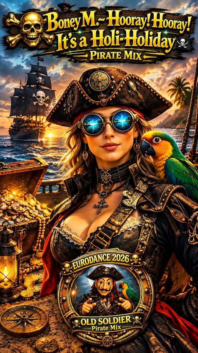 LoriannaPL's tweet photo. Set sail on a wild pirate adventure! “Boney M. – Hooray! Hooray! It's a Holi-Holiday” in a dynamic vertical Shorts version ⚓🌴✨ Pirate Remix 2026! 🔥

Watch here: https://t.co/1qojEMX7kX

#boneym #hoorayhooray #holiholiday #eurodance2026 https://t.co/aoZoedYidk