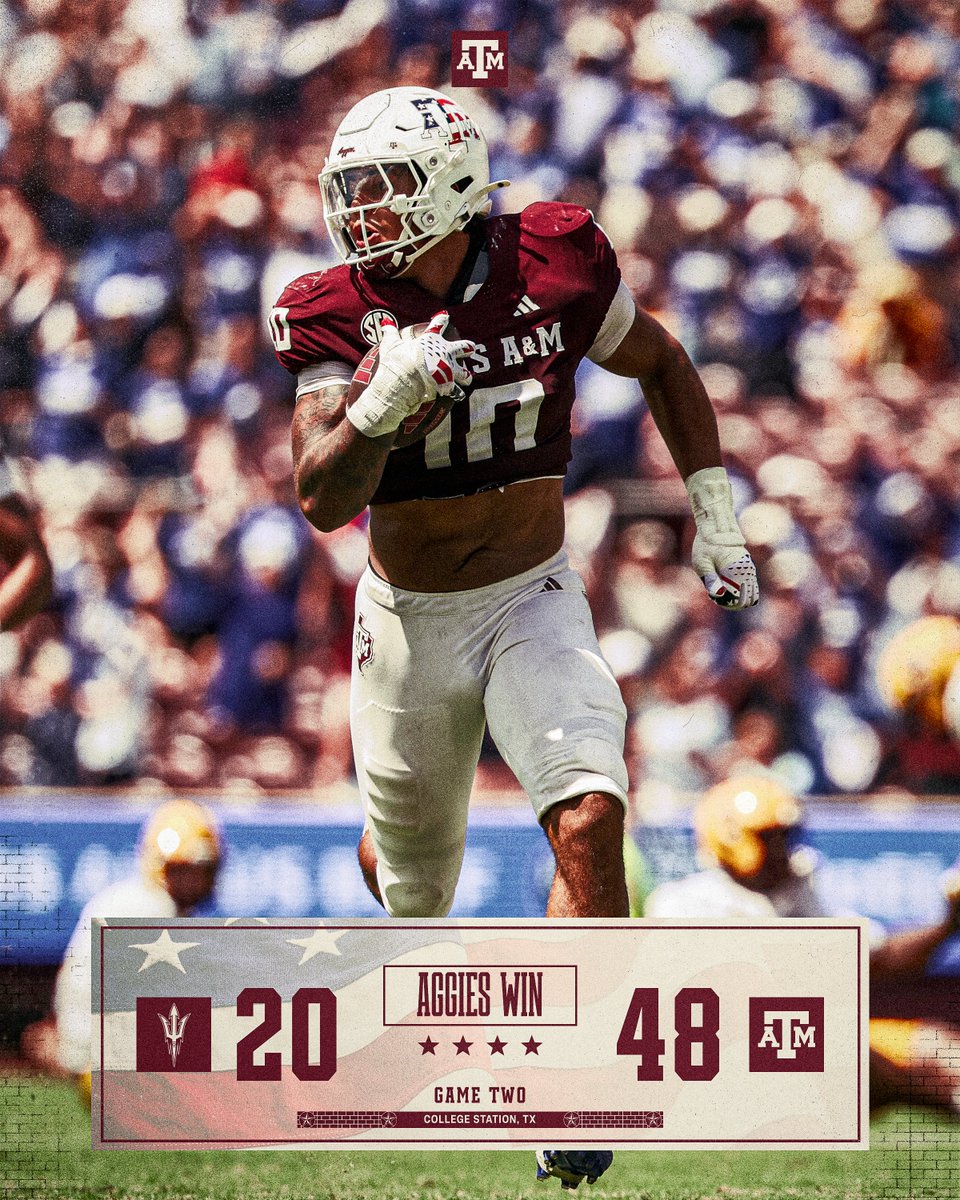 AggieFootball's tweet photo. Red, white and W https://t.co/b9wGeLKq6O