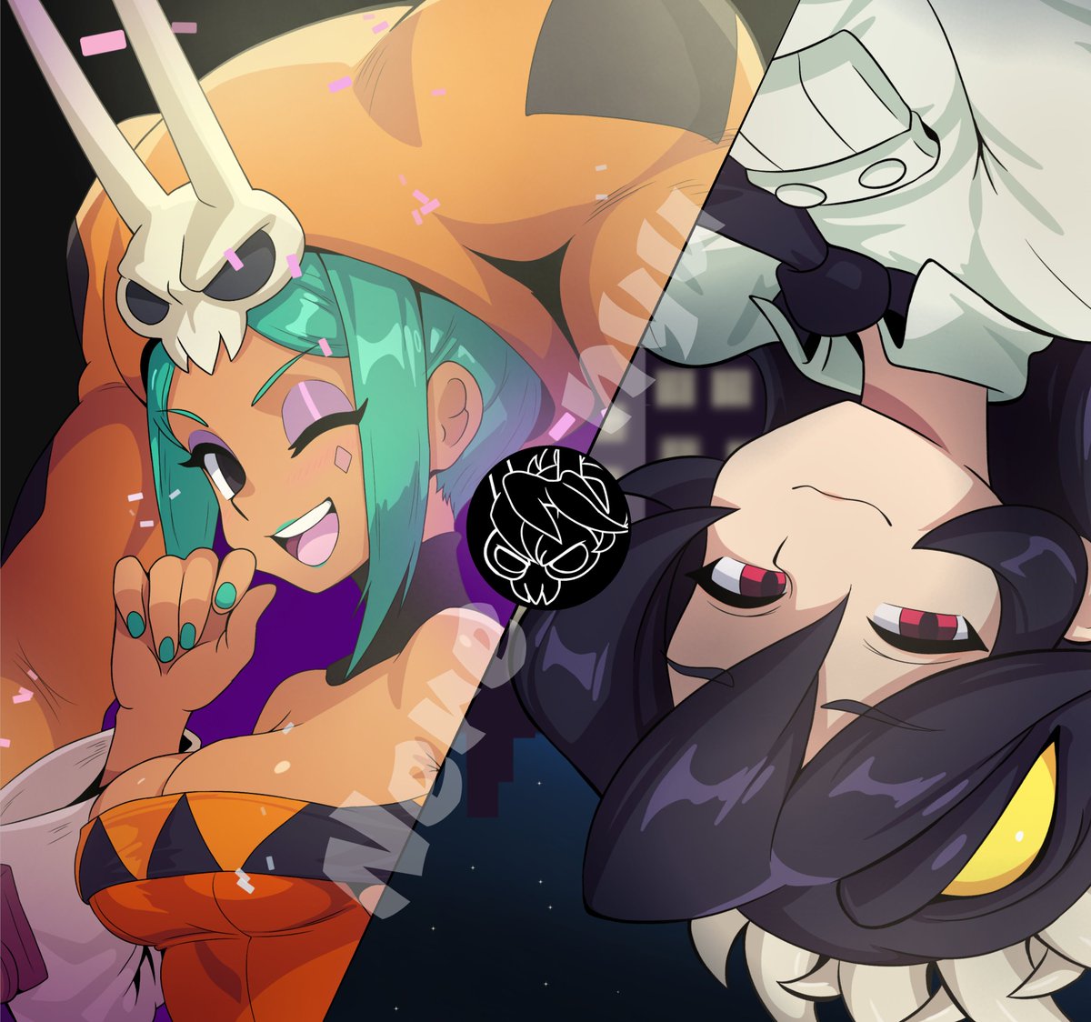 nerenyu's tweet photo. Cerebella y Filia, mis personajes favs del juego Skullgirls 🍪💕

(este dibujo es para un concurso, se que no tiene nada que ver con lo que suelo subir jeje)

#SkullgirlsArtContest2026 #digitalart #Skullgirls https://t.co/dsyoxathZW