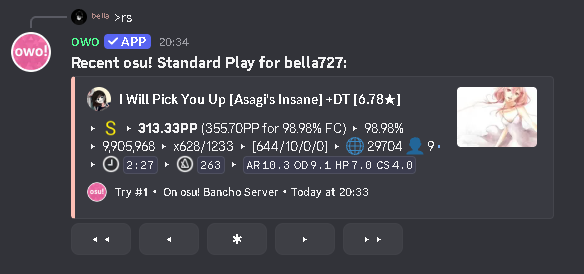 bella727x's tweet photo. not my highest pp play but definitely my new favourite 300pp score that i have, this is the map that got me addicted to osu all those years back ❤️ https://t.co/owNd5cj5d5