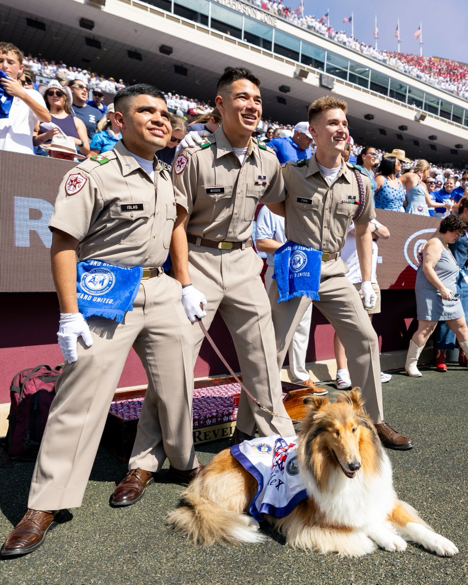 reveille's tweet photo. Today was about more than football ❤️🇺🇸

It was about 250 years of America and standing with my Aggies as we honor all those we lost on 9/11. I am so proud of those who serve, show up and continue to be a force for good. https://t.co/ee0cthvHpw