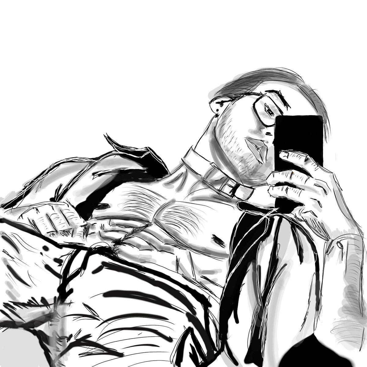 scotchikk's tweet photo. My first try at digital art 🎨📱 It's a photo-tracing of myself to get used to the new stylus and values. My friend warns me about tracking, but I honestly love how the shapes came out! 🖤#digitalart #artistsontwitter #ibispaintx #anatomystudy #maletorso #nsfwartist https://t.co/cwguwffUcq