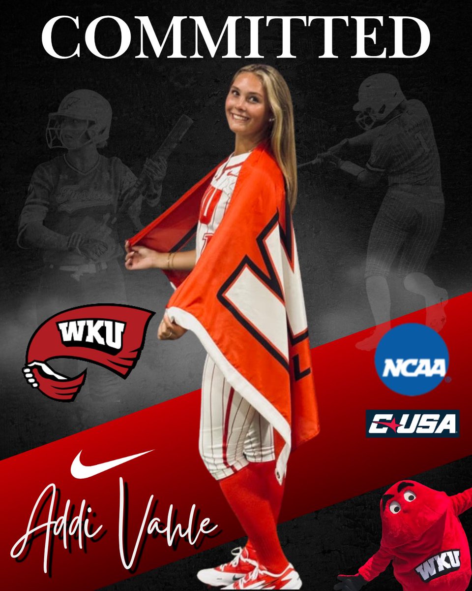AddiVahle_1's tweet photo. Next stop @WKUSoftball! #commited @AmyLTudor @KaylaBixel @FusionSB_ @FusionHobgood @WJHS_Softball https://t.co/6xVE1eS31H