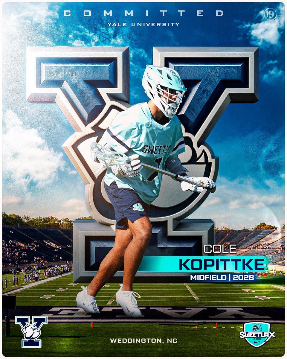 Sweetlax_Fla's tweet photo. Cole Kopittke is headed to Yale! 

Congratulations to the Sweetlax Florida 2028 midfielder on his commitment to Yale University. Big-time accomplishment earned through a ton of hard work.

Congrats Cole and the Kopittke family! #Sweetlax #YaleLacrosse #GoBulldogs https://t.co/bwiYAt5WJr