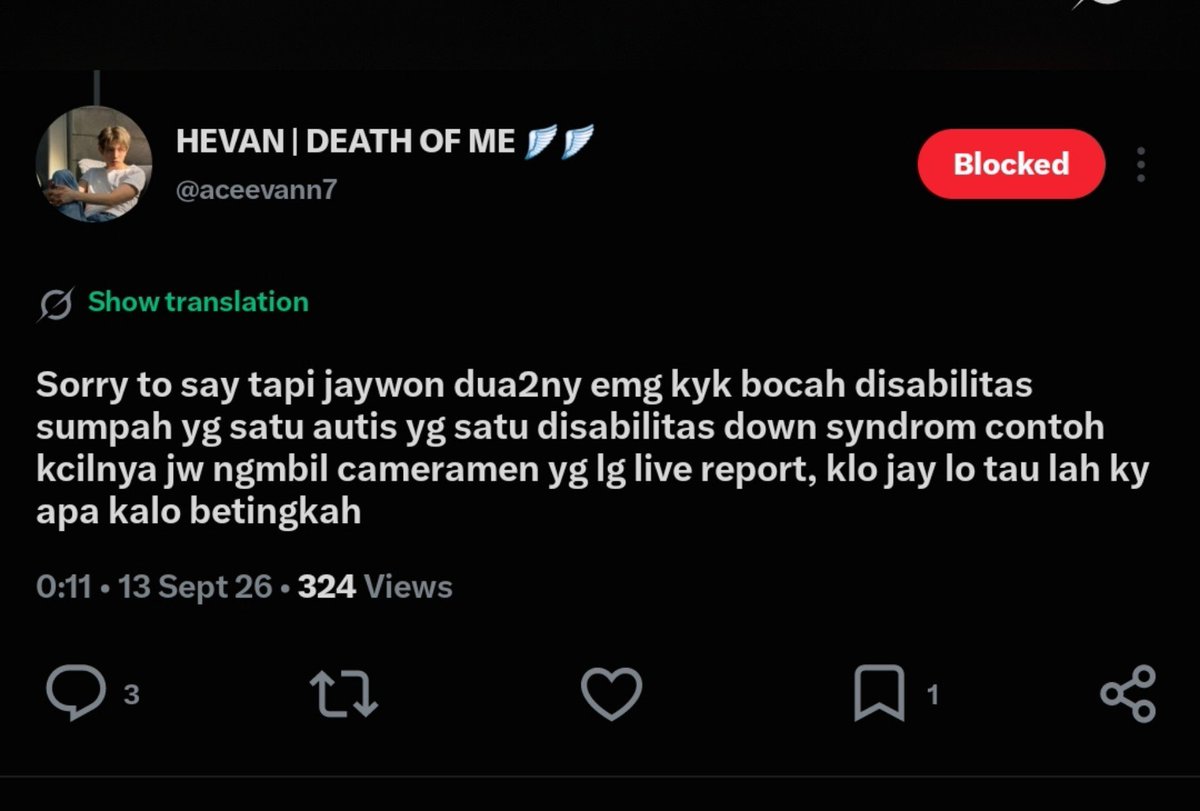 perfectoevan's tweet photo. ⚠️ ever please rnb this account, udh bawa2 disabilitas tuh udh bukan belain evan yak, ini udh termasuk ableist. ga banget njir lu jadi fans kpop najis bgt. hapus ava lu. 

https://t.co/yVSXoYCkk1 https://t.co/XwW9UQC5DJ
