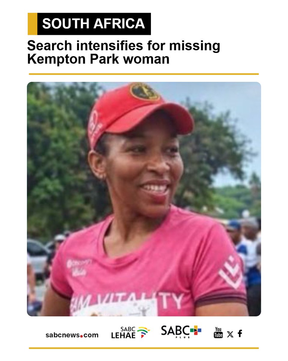 SABCNews's tweet photo. Police in Gauteng have intensified the search for 38-year-old Elizabeth Mokolo Moselakgomo, also known as “Tsontso”, who disappeared after leaving her Kempton Park home for an afternoon run. https://t.co/gebEibtCbt https://t.co/1QzZ9nIUSL