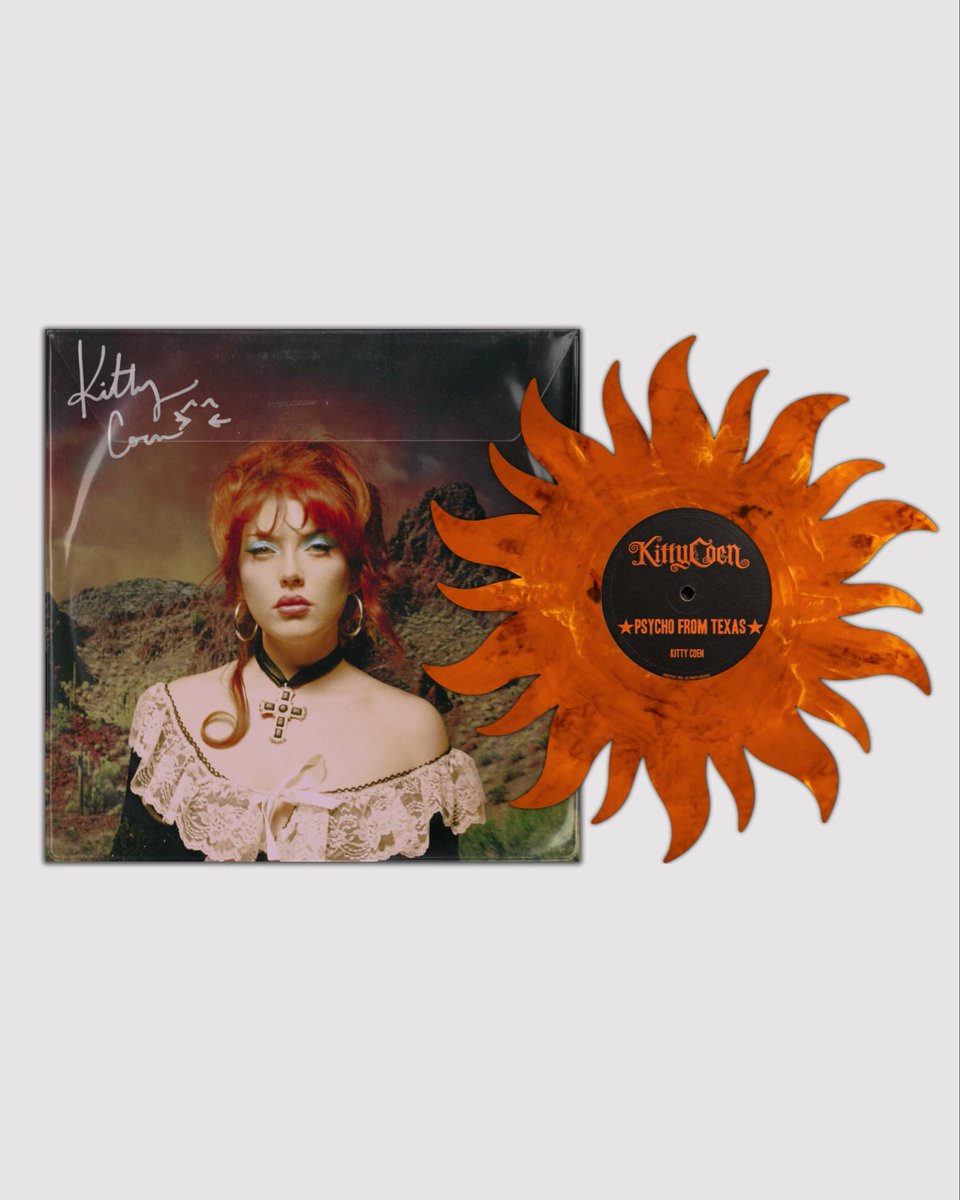 vertigovinylga's tweet photo. VV x Kitty Coen

FOLLOW AND REPOST TO ENTER A GIVEAWAY FOR A TEST PRESSING SIGNED OUT TO YOU

“Center of the Sun / Psycho From Texas” by Kitty Coen

Pressed on orange marble sun-shaped vinyl, this release is limited to 300 hand-numbered copies. Once it sells out, it will not be restocked.

50 units are available with a signed insert + handwritten goodbye letter, and 150 units are available with a signed insert.

https://t.co/HKnMAmFGFC