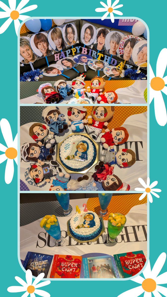 tomokam8's tweet photo. 昨日はコラボルームでヤスくんHBD会🩵
🩵ちゃんが用意してくれたケーキのデザインめっちゃ可愛かった～🎂 https://t.co/3F5QLzwnNr