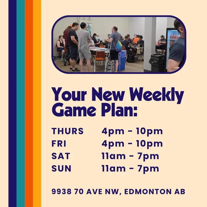 Your New Weekly Game Plan
Thurs 4pm - 10pm
Fri 4pm - 10pm
Sat 11am - 7pm
Sun 11am - 7pm
9938 70 Ave NW, Edmonton AB