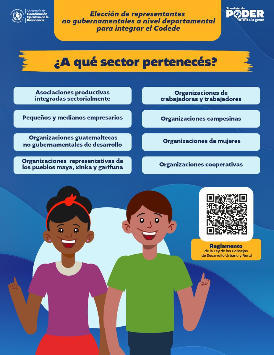 SCEPgt's tweet photo. Si representás o tenés el respaldo de una organización no gubernamental, ¡esta información te interesa!
Se acerca la elección de representantes titular y suplente, a nivel departamental, para integrar el #Codede durante el período 2027-2028.
👉 Informate y participá. https://t.co/oYgk79cSuX