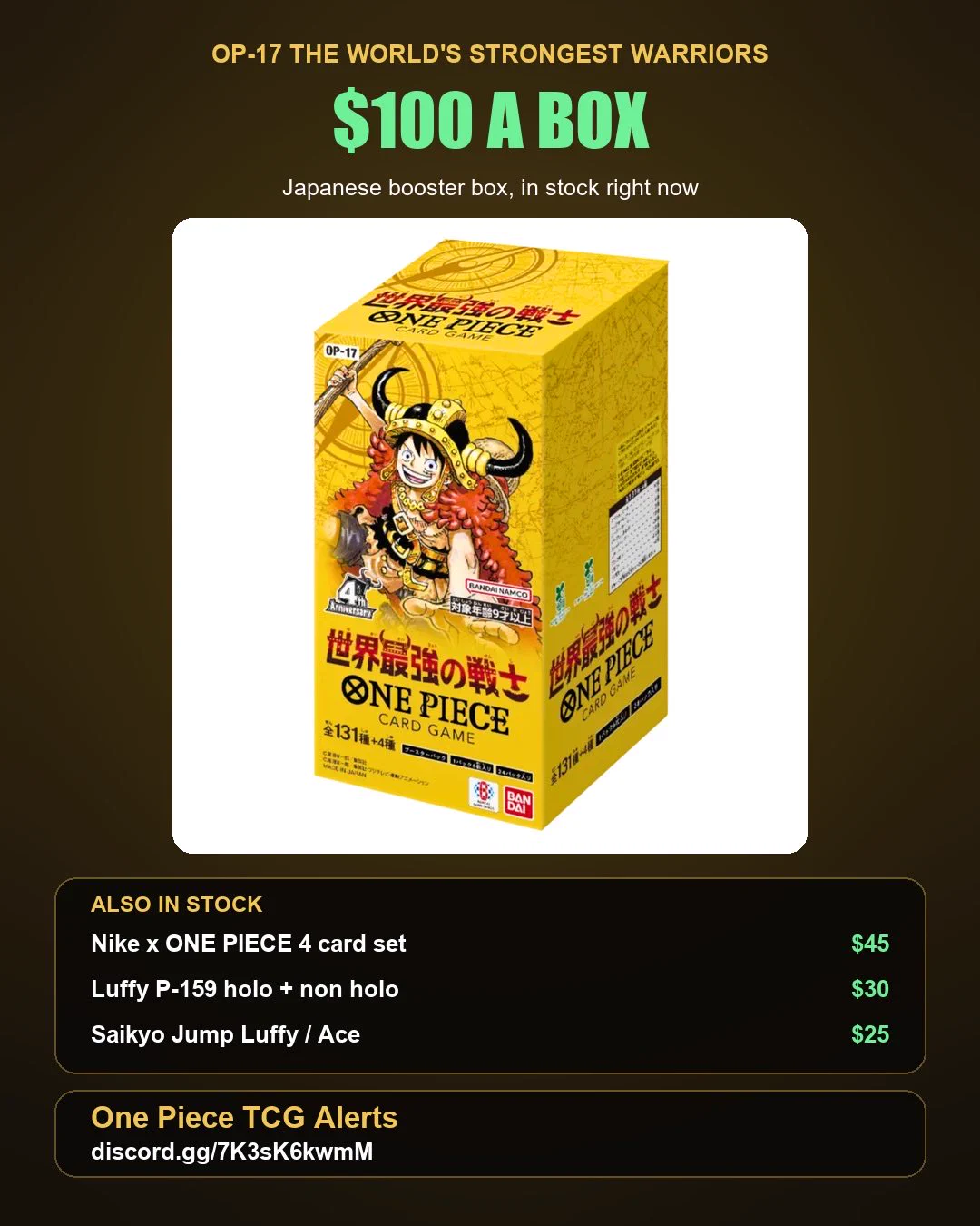 One Piece TCG Alerts on X: 