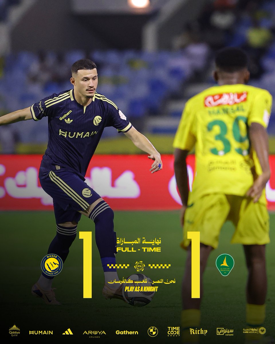 AlNassrFC's tweet photo. 🔚 | نهـاية المواجهة!
النصر 1 - 1 الخليج
#النصر_الخليج https://t.co/LBVxOn7ZAi