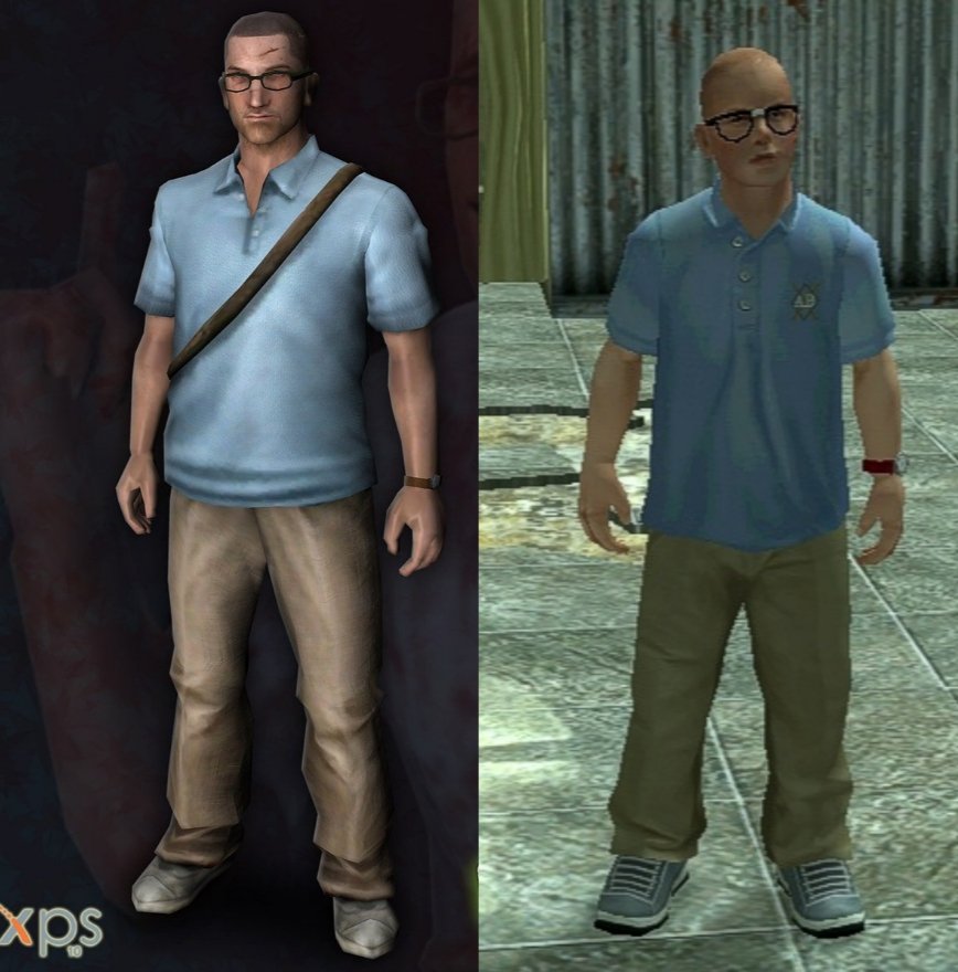 MONOLoquendero's tweet photo. Bully es tan customizable que hasta incluso podemos vestir a Jimmy de forma muy similar a los protagonistas de la saga Manhunt (obviamente con unos van a haber varias diferencias en sus atuendos PERO es increíble que Bully sea tan variado, similar a GTA San Andreas y GTA 5) https://t.co/LpEKaIWEka