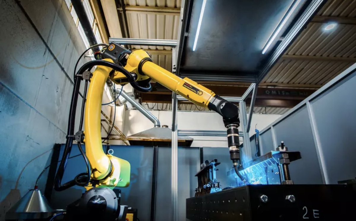 vigram_void's tweet photo. @FANUCAmerica announced its AI Welding Agent on September 11, built with @GoogleCloudTech technology. Instead of an engineer manually programming robot trajectories, the system can read component drawings, generate an arc-welding program and execute it on a FANUC robot; commercial shipments are planned by the end of December. 

Why it matters: Industrial robots have been physically capable of welding for decades. The expensive part is often the engineering surrounding them: interpreting drawings, choosing operations, generating robot programs, validating them and reprogramming whenever the product changes.

AI is beginning to attack that layer.

The emerging workflow looks more like:

CAD/drawing → agent understands task → generates robot program → simulation/validation → physical execution.

If this generalizes from welding into machining, assembly, inspection and material handling, the boundary between engineering software and robot control software starts disappearing.