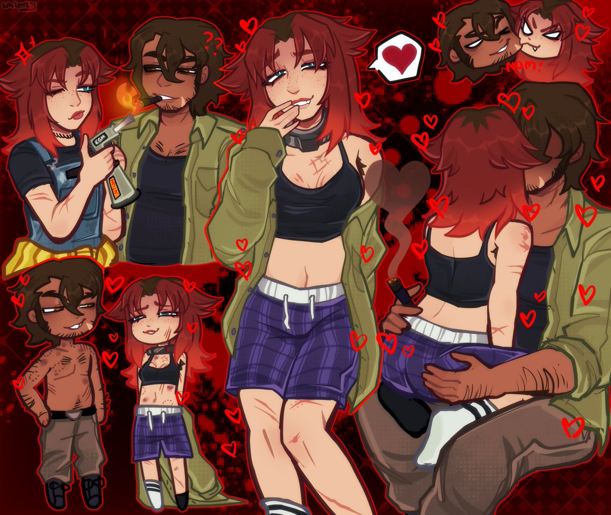 meowiemoons's tweet photo. ❤️‍🔥🔪My most recent commissioned art~ 
By the following amazing artists:
top left by: corpsedevi (Vgen)
top &amp; bottom right by: whiiimzy (Vgen)
bottom left: lilpinkypom (twitter) https://t.co/Snw056qrSG