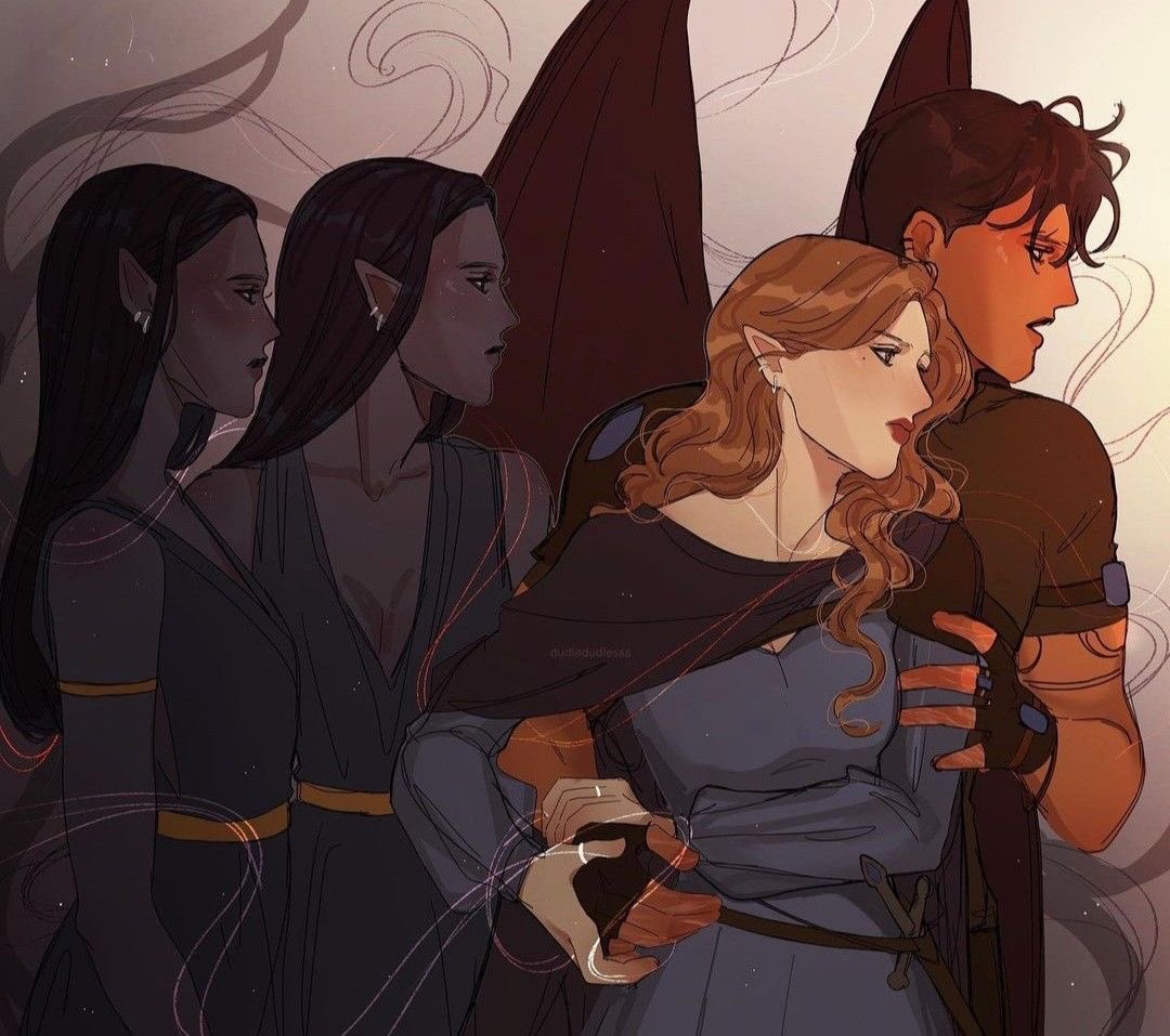 elrielvault's tweet photo. "flesh and air, able to shift between those states of being as easily as his half-wraith spies."

“she scanned elain from head to toe, wondering if she’d been taking lessons in stealth either from azriel or the two half-wraiths she called friends.”

the spies 💙🩷🖤 https://t.co/XTN0gDzBFp