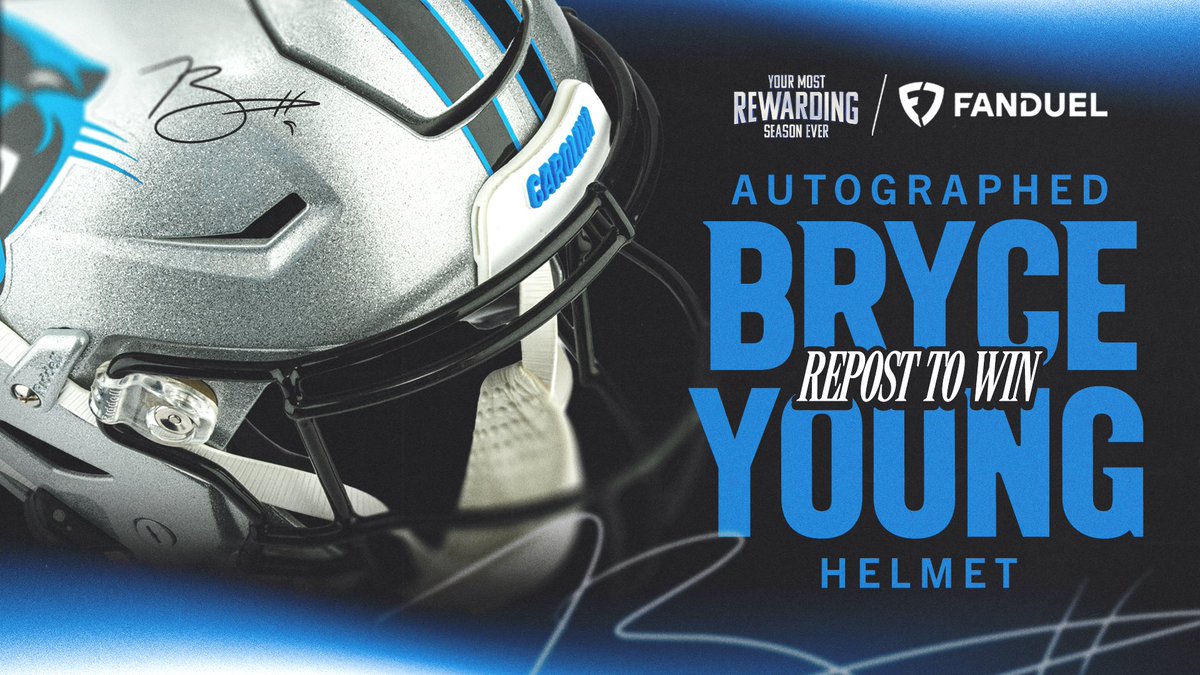 Panthers's tweet photo. Repost to win an autographed Bryce Young helmet!

Rules:
https://t.co/4t4W637Qd6

@FanDuel | #KeepPounding https://t.co/bAE9RDQZer