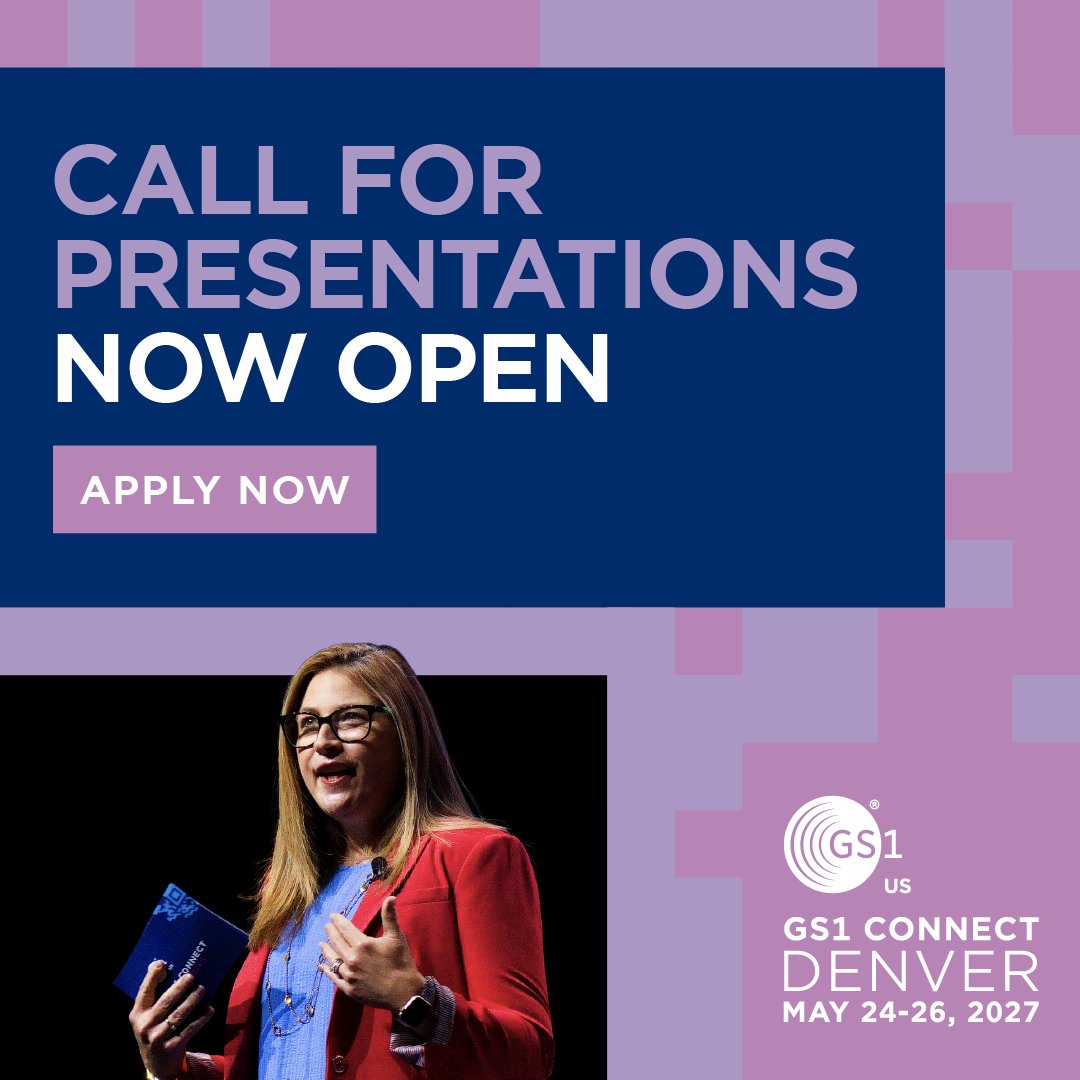 GS1Connect's tweet photo. We're looking for supply chain leaders. Apply to become a speaker at #GS1Connect27. Share what’s next for supply chain visibility, commerce, data, and Sunrise 2027.   

The call for speakers is now open: https://t.co/7tMIxeCcY2 https://t.co/8oB0hr2o2m