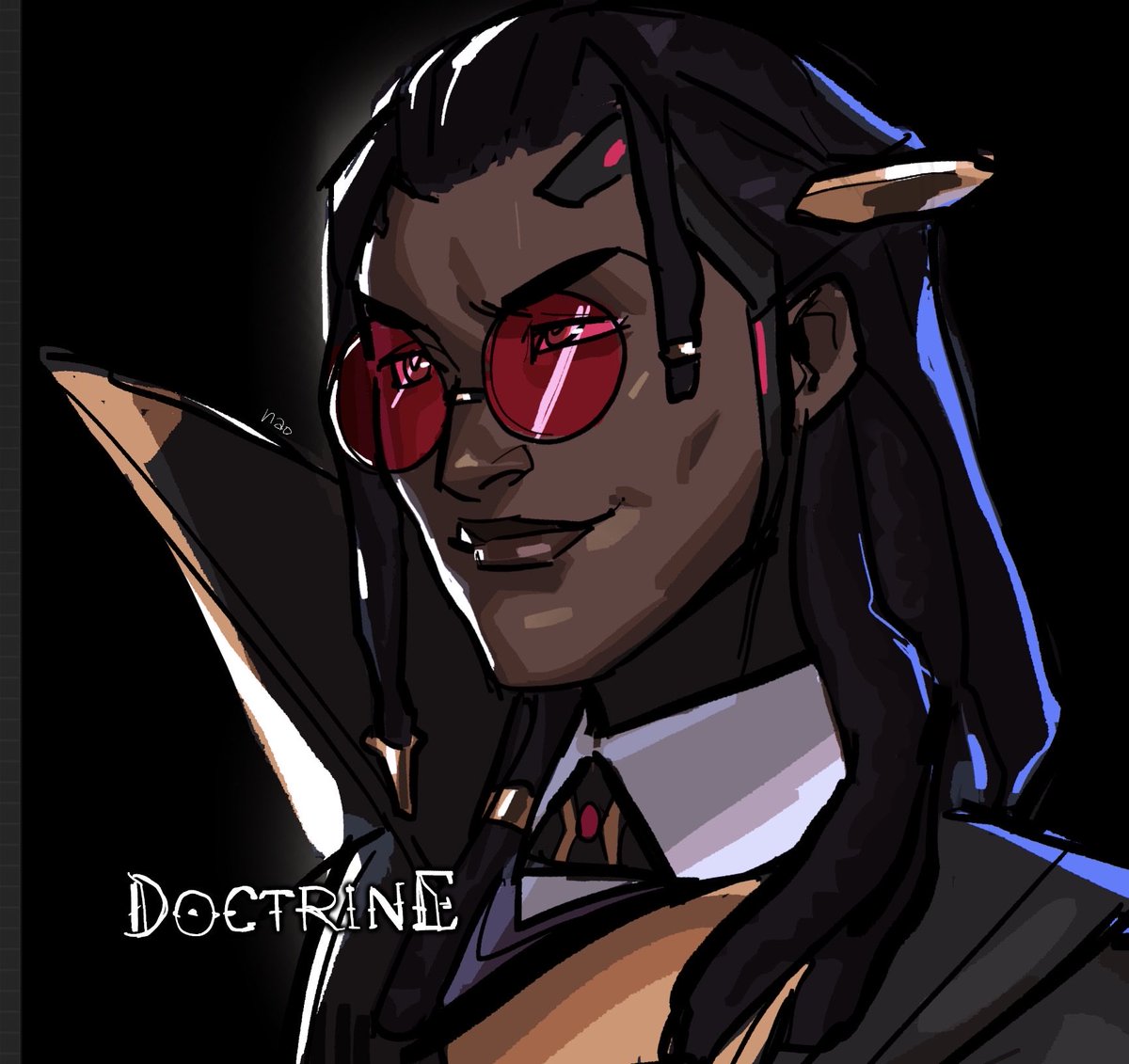 hao0047's tweet photo. ittybitty kinda sorta bad sketch of mister doctrine…! 

i’m currently sick so i can’t focus enough to play… but i hope i can try him out soon ^_^ happy blizzcon to everyonee yahoooo https://t.co/MWxc2Ve0Q4