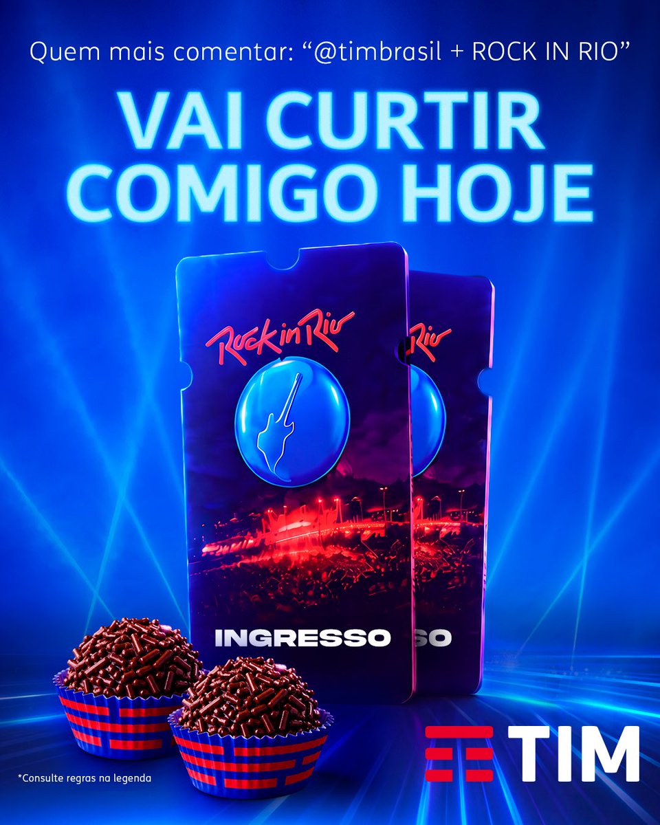 TIMBrasil's tweet photo. 🚨🚨🚨LOVATICSSS, LAST CHANCE DE VIVER ESSE SONHO!!!

pra ganhar 1 par de ingresso para HOJEEE é só:

- dar RT aqui
- comentar “@timbrasil + ROCK IN RIO”

quem + comentar seguindo as regras até 18h leva 1 par de ingresso!! https://t.co/Hl5mFdt8sA
