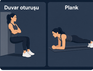 drahmetrasim's tweet photo. Her tür düzenli egzersiz istirahat kan basıncını düşürür; en büyük düş��ş izometrik egzersizde (duvar oturuşu, plank gibi kasın kısalmadan gerildiği hareketler) görülür.
Duvar oturuşu: 
▪ Sırtını düz bir duvara yasla, ayaklar omuz genişliğinde ve duvardan biraz önde olsun.
▪ Dizlerini yavaşça bükerek sanki görünmez bir sandalyeye oturuyormuş gibi in.
▪ Uyluklar yere mümkün olduğunca paralel olsun (yaklaşık 90 derece). Dizler ayak uçlarını geçmesin.
▪ Sırt duvardan ayrılmadan bu pozisyonu tut.
Tipik protokol: 4 set × 2 dakika tutuş, setler arasında 1–2 dakika dinlenme; haftada 3 gün.
Plank:
▪ Yüzüstü dur, önkollarını yere koy (dirsekler omuz hizasında) veya ellerle şınav pozisyonunda kal.
▪ Vücudu baştan topuğa düz bir çizgi gibi tut; bel çökmesin, kalça yukarı kalkmasın.
▪ Karın ve kalça kaslarını sıkı tutarak pozisyonu koru.
▪ Nefes alıp vermeyi kesme.
▪ Başlangıç için 20–40 saniye yeter; süre kademeli artırılır.
