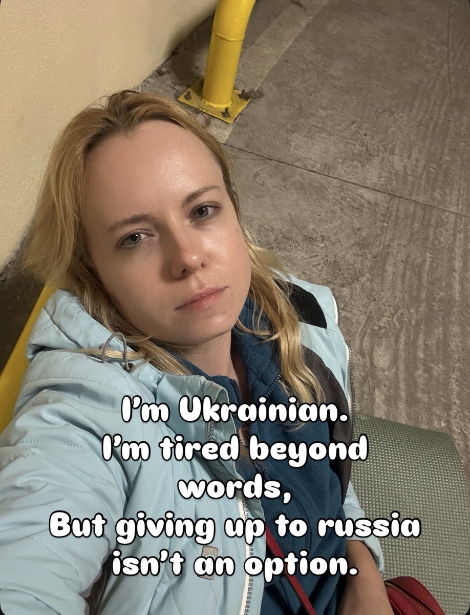 angelshalagina's tweet photo. I’m Ukrainian. 
I’m tired beyond words, 
But giving up to russia isn’t an option. https://t.co/LtW0f0bbdy