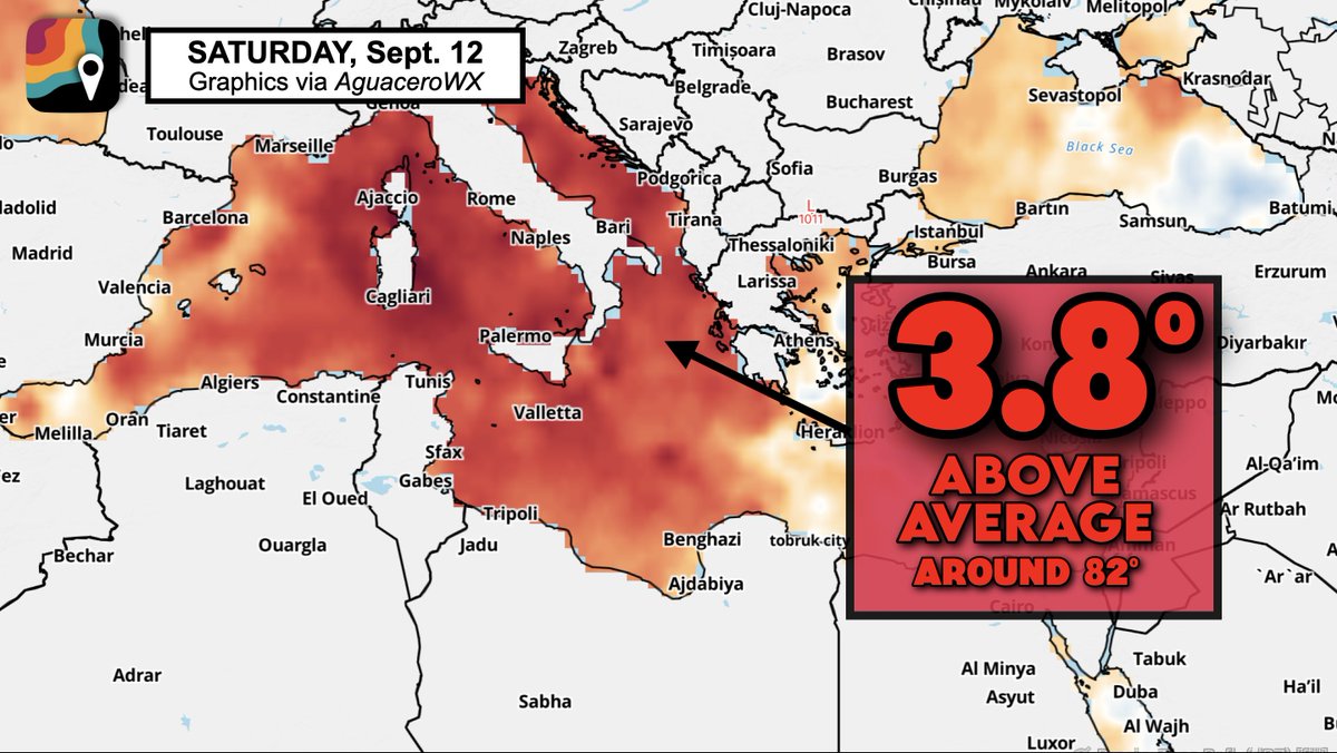 MatthewCappucci's tweet photo. An extremely rare MEDICANE, or "Mediterranean hurricane", could form between Tuesday, September 15 and Thursday, September 17. Confidence is low to medium, but conditions could encourage tropical or subtropical development.

If you live in Sicily, along the Gulf of Taranto, Greece, northern Libya or northwest Egypt, we're recommending you be AWARE. If you live in the Ionian Islands or near Darnah, consider preparing for possible disruptions. 

Some weather models indicate the potential for a low pressure system with some tropical characteristics to form southeast of Italy over the Mediterranean. There's a 30 to 40 percent chance this system evolves into a medicane, reminiscent of a tropical storm or borderline low-end hurricane.

It's too early to forecast specific impacts, though medicanes can harbor tropical storm-force winds (or, on rare occasions, hurricane conditions). Flooding is possible too if/where the medicane moves inland. 

Medicanes are not technically hurricanes, despite the similar nomenclature; after all, “medicane” is a portmanteau of “Mediterranean” and “hurricane.” Despite this, they can deliver hurricane-strength impacts and harbor some tropical characteristics.

A true tropical cyclone generally requires water temperatures of 79 degrees F (26.1ºC) to form. Medicanes, on the other hand, have formed over water temperatures as cool as 57 degrees F (13.9ºC).

In this case, however, the eastern Mediterranean is running several degrees above average. Water temperatures are near 82 degrees F (27.8 degrees C). 

A lobe of vorticity, or spin, will be present in the lower atmosphere at the tail end of a cold front. A few thunderstorms may blossom coincident with that pocket of spin – especially as an upper-air disturbance swings overhead. Frigid air aloft over warm, subtropical waters will promote the formation of tall thunderstorms, and perhaps a system with some tropical characteristics.  

What separates a tropical from a non-tropical disturbance? Where they get their energy. 

True hurricanes and tropical cyclones are warm-core systems. They derive their energy exclusively from warm waters. Near-surface air, heated by warm seas below, rises into colder air aloft.

Non-tropical "cold-core" systems derive derive energy from "baroclinicty," or the clashing of air masses of different densities. Nor'easters, winter storms and most other weather systems are "cold core" systems. 

Most medicanes typically *start* as cold-core systems, but then gradually transition toward a warm-core system. Under the right circumstances, a cold-core pocket of vorticity (spin) can encounter warmer waters over the Mediterranean. In the absence of harsh winds tearing the fledgling area of rotation apart, it can be invigorated from the bottom up.

In this case, any medicane would probably have both tropical and non-tropical characteristics, and be considered "subtropical". 

Medicanes are fairly infrequent, with only a dozen forming between 1982 and 2003. Because the Mediterranean is a small basin bounded by landmasses, medicanes have a limited amount of time over water and, subsequently, energy they can feed off. 

Medicanes tend to be small systems — at most 200 miles across — and have much shorter life spans than their big-ocean cousins. While some medicanes have been able to stick around for a few days, like a 90-hour beast in September 1983, they tend to show tropical characteristics for only hours rather than days. Most of the time, these hybrid storms are more akin to a nor’easter that we see in winter along the East Coast.

The strongest on record was Medicane Ianos, which impacted Greece September 17-18, 2020. It briefly became the equivalent of a tiny Category 2 hurricane with winds of 95 mph.

Interestingly, Libya has seen medicanes before. In September 2023, Cyclone Daniel became the deadliest medicane on record. Despite having maximum winds of only 55 mph, it killed nearly 6,000 people by moving into Libya and causing the collapse of the Derna and Mansour dams. That brought castastrophic flooding along the Wadi Derna river, inundating large sections of the city of Derna.