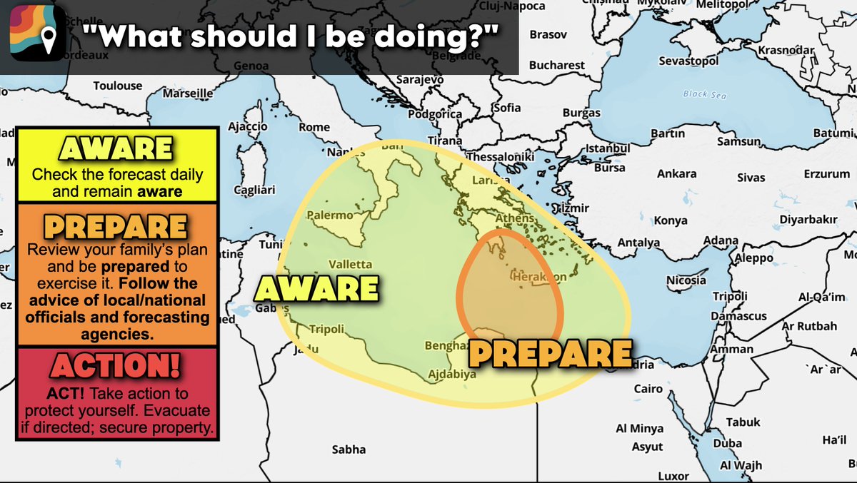 MatthewCappucci's tweet photo. An extremely rare MEDICANE, or "Mediterranean hurricane", could form between Tuesday, September 15 and Thursday, September 17. Confidence is low to medium, but conditions could encourage tropical or subtropical development.

If you live in Sicily, along the Gulf of Taranto, Greece, northern Libya or northwest Egypt, we're recommending you be AWARE. If you live in the Ionian Islands or near Darnah, consider preparing for possible disruptions. 

Some weather models indicate the potential for a low pressure system with some tropical characteristics to form southeast of Italy over the Mediterranean. There's a 30 to 40 percent chance this system evolves into a medicane, reminiscent of a tropical storm or borderline low-end hurricane.

It's too early to forecast specific impacts, though medicanes can harbor tropical storm-force winds (or, on rare occasions, hurricane conditions). Flooding is possible too if/where the medicane moves inland. 

Medicanes are not technically hurricanes, despite the similar nomenclature; after all, “medicane” is a portmanteau of “Mediterranean” and “hurricane.” Despite this, they can deliver hurricane-strength impacts and harbor some tropical characteristics.

A true tropical cyclone generally requires water temperatures of 79 degrees F (26.1ºC) to form. Medicanes, on the other hand, have formed over water temperatures as cool as 57 degrees F (13.9ºC).

In this case, however, the eastern Mediterranean is running several degrees above average. Water temperatures are near 82 degrees F (27.8 degrees C). 

A lobe of vorticity, or spin, will be present in the lower atmosphere at the tail end of a cold front. A few thunderstorms may blossom coincident with that pocket of spin – especially as an upper-air disturbance swings overhead. Frigid air aloft over warm, subtropical waters will promote the formation of tall thunderstorms, and perhaps a system with some tropical characteristics.  

What separates a tropical from a non-tropical disturbance? Where they get their energy. 

True hurricanes and tropical cyclones are warm-core systems. They derive their energy exclusively from warm waters. Near-surface air, heated by warm seas below, rises into colder air aloft.

Non-tropical "cold-core" systems derive derive energy from "baroclinicty," or the clashing of air masses of different densities. Nor'easters, winter storms and most other weather systems are "cold core" systems. 

Most medicanes typically *start* as cold-core systems, but then gradually transition toward a warm-core system. Under the right circumstances, a cold-core pocket of vorticity (spin) can encounter warmer waters over the Mediterranean. In the absence of harsh winds tearing the fledgling area of rotation apart, it can be invigorated from the bottom up.

In this case, any medicane would probably have both tropical and non-tropical characteristics, and be considered "subtropical". 

Medicanes are fairly infrequent, with only a dozen forming between 1982 and 2003. Because the Mediterranean is a small basin bounded by landmasses, medicanes have a limited amount of time over water and, subsequently, energy they can feed off. 

Medicanes tend to be small systems — at most 200 miles across — and have much shorter life spans than their big-ocean cousins. While some medicanes have been able to stick around for a few days, like a 90-hour beast in September 1983, they tend to show tropical characteristics for only hours rather than days. Most of the time, these hybrid storms are more akin to a nor’easter that we see in winter along the East Coast.

The strongest on record was Medicane Ianos, which impacted Greece September 17-18, 2020. It briefly became the equivalent of a tiny Category 2 hurricane with winds of 95 mph.

Interestingly, Libya has seen medicanes before. In September 2023, Cyclone Daniel became the deadliest medicane on record. Despite having maximum winds of only 55 mph, it killed nearly 6,000 people by moving into Libya and causing the collapse of the Derna and Mansour dams. That brought castastrophic flooding along the Wadi Derna river, inundating large sections of the city of Derna.