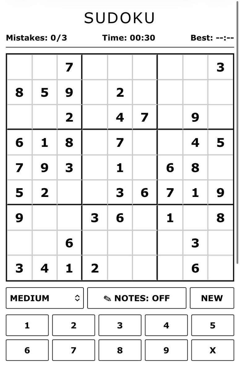 advayy0's tweet photo. Built a simple Sudoku game from scratch. 
No distractions. Just you vs. your brain.

Try it → https://t.co/BT4CgVnjFt

How fast can you solve one? https://t.co/XqEtbNsnGV