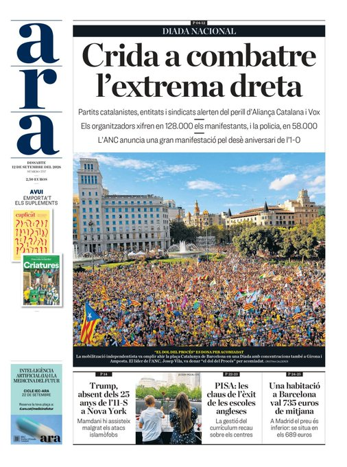 ramirp's tweet photo. A la mani es cridava independència. 

Sembla que els periodistes de l'Ara no hi van ser. https://t.co/8k2DyP19vB