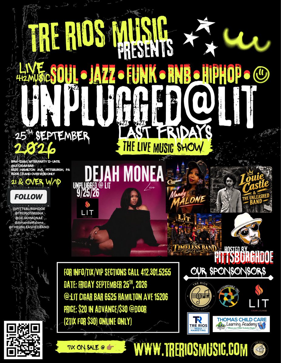 TreRiosMedia's tweet photo. Unplugged at Lit Cigar Lounge Pgh last Fridays (SEPTEMBER 25th)” Show” presented by Tre Rios Media &amp; Marketing  featuring Dejah Monae  also Timeless Unleashed band and Louie Castle and The Unleashed Band hosted by Pittsburghdoe Cuzzo https://t.co/c1k5Ku9kHM https://t.co/n8oT0cks5K