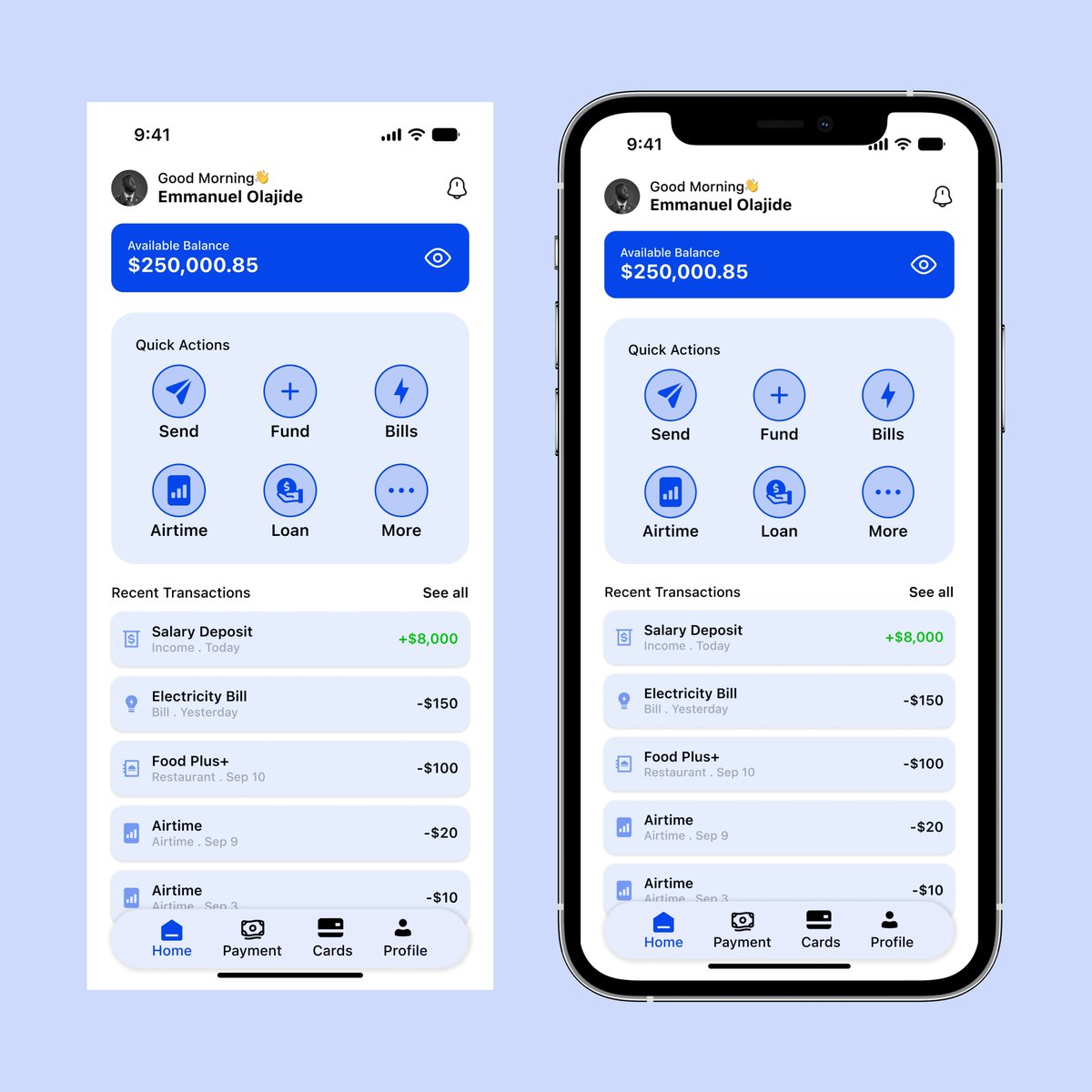 Prof__001's tweet photo. Day 07/15 — Mobile Banking Home 🏦

Today, I designed a Mobile Banking Home screen for a finance product.

Small details like hierarchy, spacing, labels and colour can make a big difference when users need to quickly understand their money.

@JoshOpaleke @Meedayyy @TechCrushHQ https://t.co/DWOWGbFUYQ